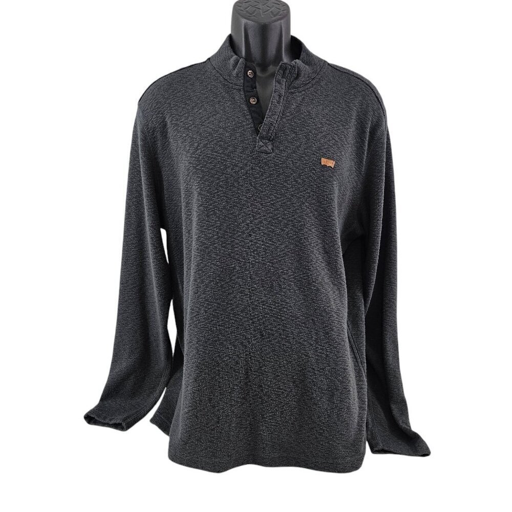 Levi’s Men’s Fleece Lined Henley Pullover Long Sleeve Gray Shirt – Size Large